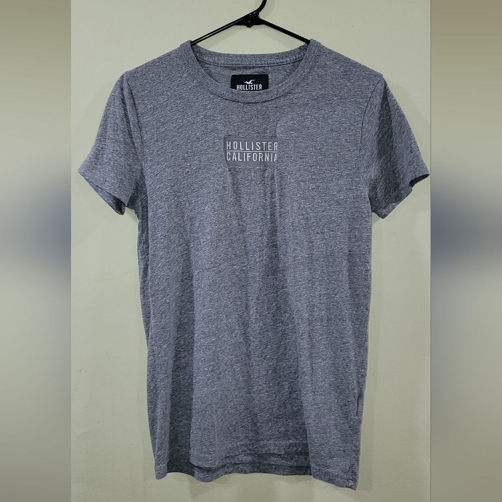 Hollister Shirt Medium Adult Gray Casual Crew Neck Spell Out Logo Cotton Mens xs